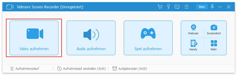 Hauptseite von Vidmore Screen Recorder